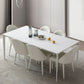 Modern Rectangle Dining Table Stone Top Table with Metal Base in White Clearhalo 'Dining Tables & Seating' 'Dining Tables' 'dining_table' 'Furniture' 'furniture_dining_table' 'Kitchen & Dining Furniture' 1200x1200_be0edd6e-ba3d-43f2-ba51-5904e950b4c9
