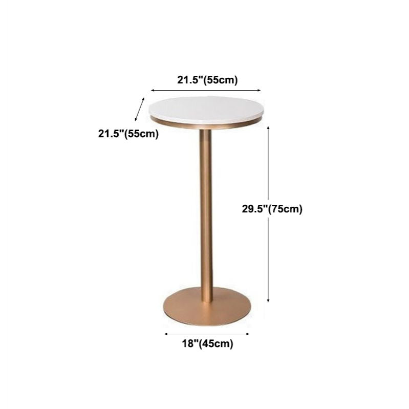 Glam White Faux Marble Pub Bar Table Indoor Iron Bar Dining Table with Single Pedestal Clearhalo 'Bar Furniture' 'Bar Tables' 'bar_tables' 'furn' 'furn_bar_tables' 'Furniture' 'furniture_bar_tables' 'Kitchen & Dining Furniture' 1200x1200_be0f383f-268a-4260-bda1-a4951b5f9db5