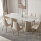 Stone Top Modern Dining Set 1/4/5/7 Pieces Dining Table Set with White Chairs