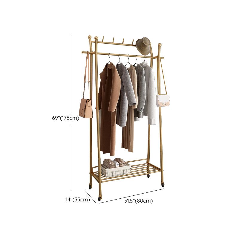 Modern Style Coat Rack Metallic Hooks Design Free Standing Coat Rack with Shelves Clearhalo 'Entry & Mudroom Furniture' 'furn' 'furn_hall_tree_coat_racks' 'Furniture' 'Hall Trees & Coat Racks' 'hall_tree_coat_racks' 1200x1200_be10390f-5497-46f3-bd15-d11767f0ba8e