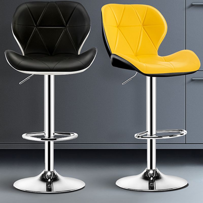 Scandinave Metal Barstool Adjustable Back Back PU PU Leather Tabourets en finition mate