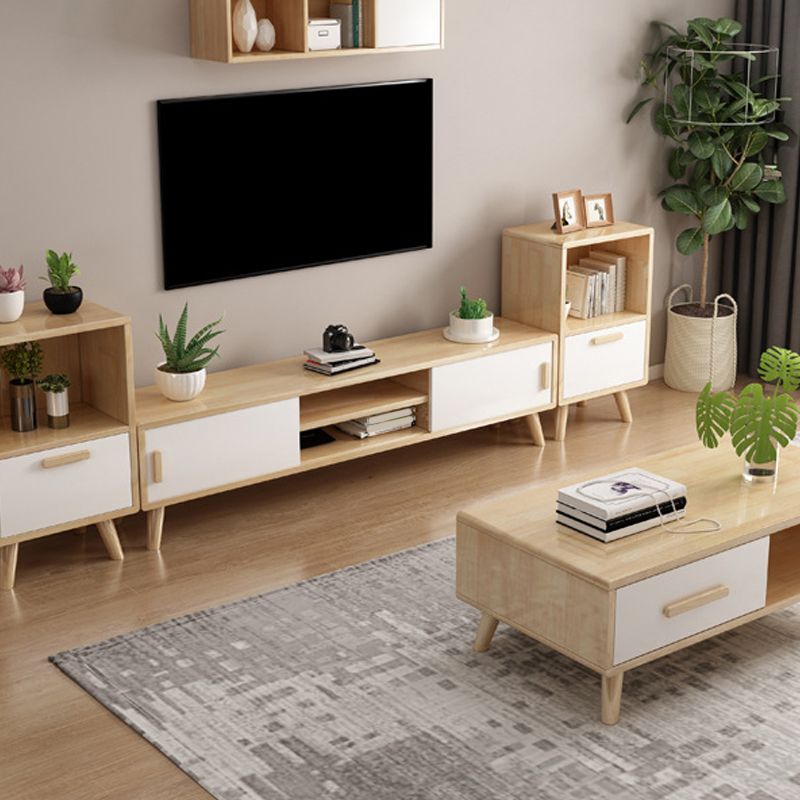Scandinavian Wood TV Stand Console Open Shelving TV Media Stand for Living Room Clearhalo 'furn' 'furn_tv_stands_entertainment_centers' 'Furniture' 'Living Room Furniture' 'TV Stands & Entertainment Centers' 'TV Stands & Media Storage Furniture' 'tv_stands_entertainment_centers' 1200x1200_be119cf4-5f7b-4e4f-a8e4-61f47ae2c386