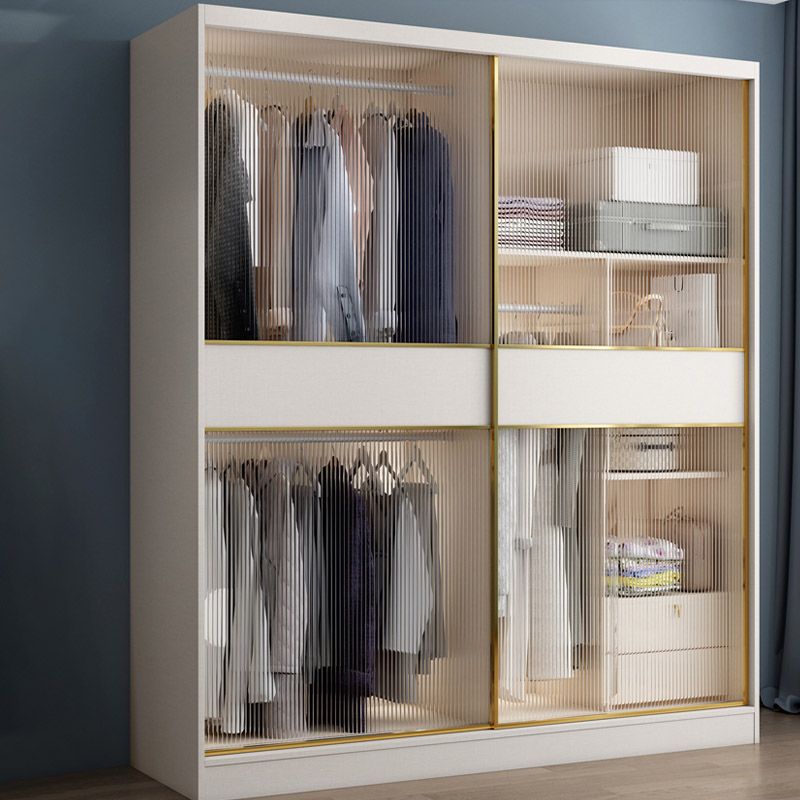 White Engineered Wood Wardrobe Closet Sliding Wardrobe Armoire Clearhalo 'Armoires & Wardrobes' 'armoires_wardrobes' 'Bedroom Furniture' 'furn' 'furn_armoires_wardrobes' 'Furniture' 1200x1200_be11e351-988a-4bb3-8f0c-1a46508d7eb4