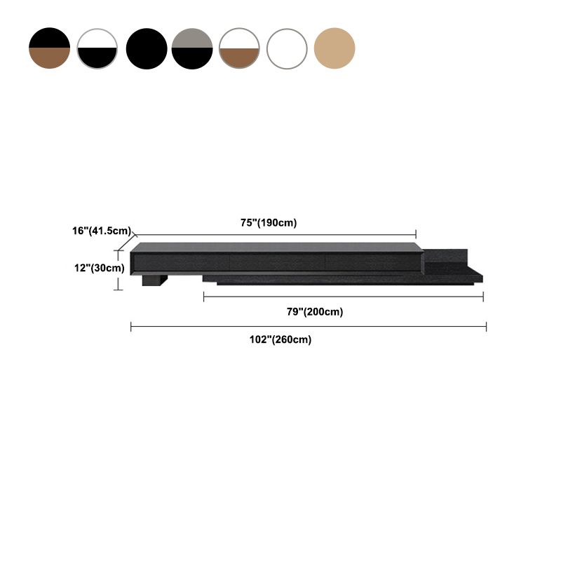 3 - Drawers TV Media Console, 63 "/ 79" Console TV moderne avec stockage coulissant