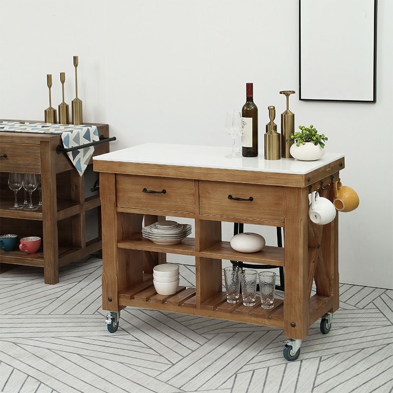 Industrial Stationary Kitchen Cart Wood Rectangular Kitchen Island Cart Clearhalo 'furn' 'furn_kitchen_islands_carts' 'Furniture' 'Kitchen & Dining Furniture' 'Kitchen Islands & Carts' 'kitchen_islands_carts' 1200x1200_be147aac-63d5-4ded-b8cc-b95725baec2e