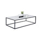 Mesa de centro rectangular Glam con tapa de mármol blanco y estructura de hierro
