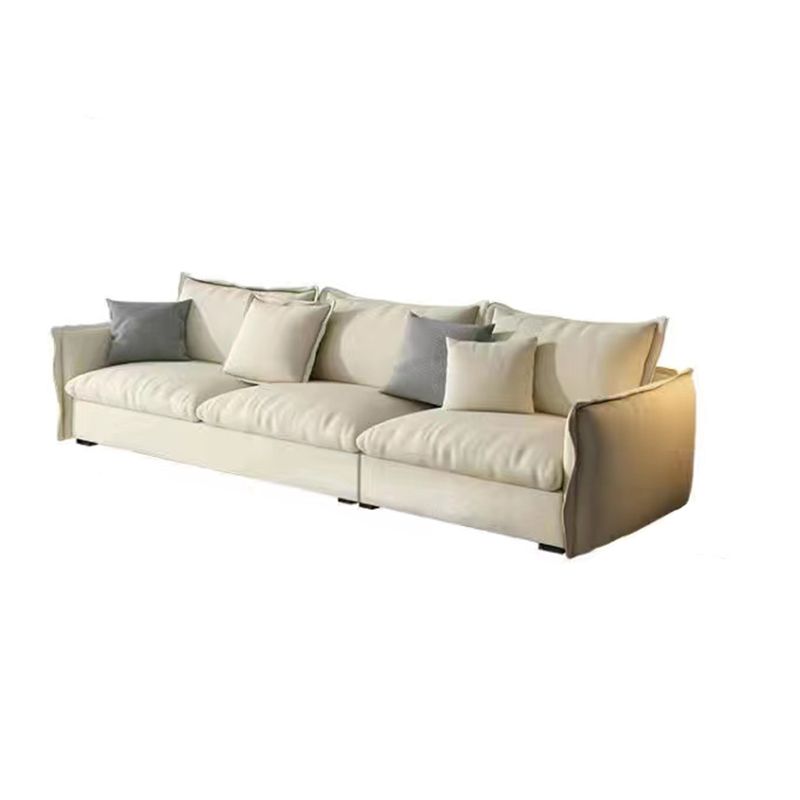Contemporary Living Room Square Arm Sofa Beige Pillow Back Settee Clearhalo 'furn' 'furn_sofas' 'Furniture' 'furniture_sofas' 'Living Room Furniture' 'Sofa' 'sofas' 1200x1200_be15dce9-ebb1-4364-a5b8-9ba5b10594c2