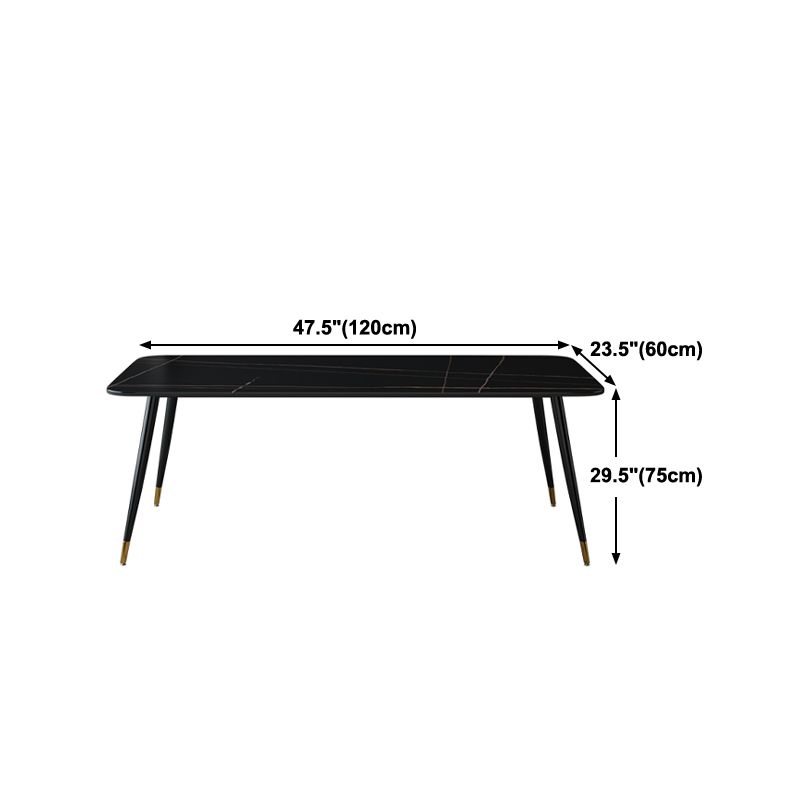 Mesa de piedra sinterizada industrial para mesa de comedor negro rectangular de restaurantes con 4 patas