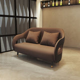 Tear Resistant Faux Leather Sofa Contemporary Sloped Arm Standard Sofa