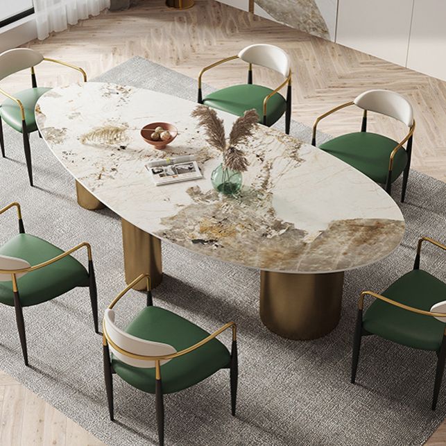 Metal Traditional Luxury Oval Indoor Table Marble Top Table with 3 Legs Clearhalo 'Dining Tables & Seating' 'Dining Tables' 'dining_table' 'furn' 'furn_dining_table' 'Furniture' 'furniture_dining_table' 'Kitchen & Dining Furniture' 'kitchen' 'kitchen_dining_table' 1200x1200_be1824a5-4726-4b36-b80f-990bad5dfbe9