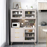 Buffet de comedor de piedra lateral de estilo glamorial con gabinetes y cajones