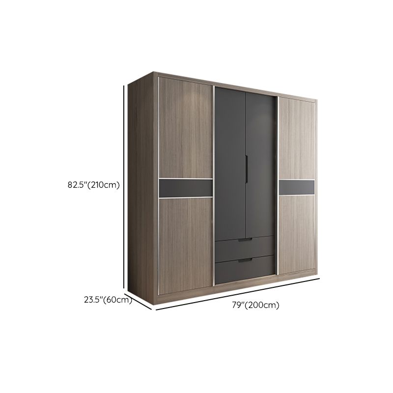 Sliding Contemporary Wardrobe Armoire Wooden Storage Cabinet with Shelves
