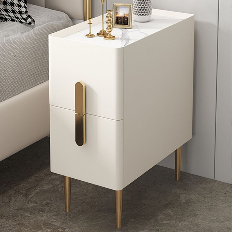 Contemporary Rectangular Bedside Cabinet with 2 Drawers for Bedroom