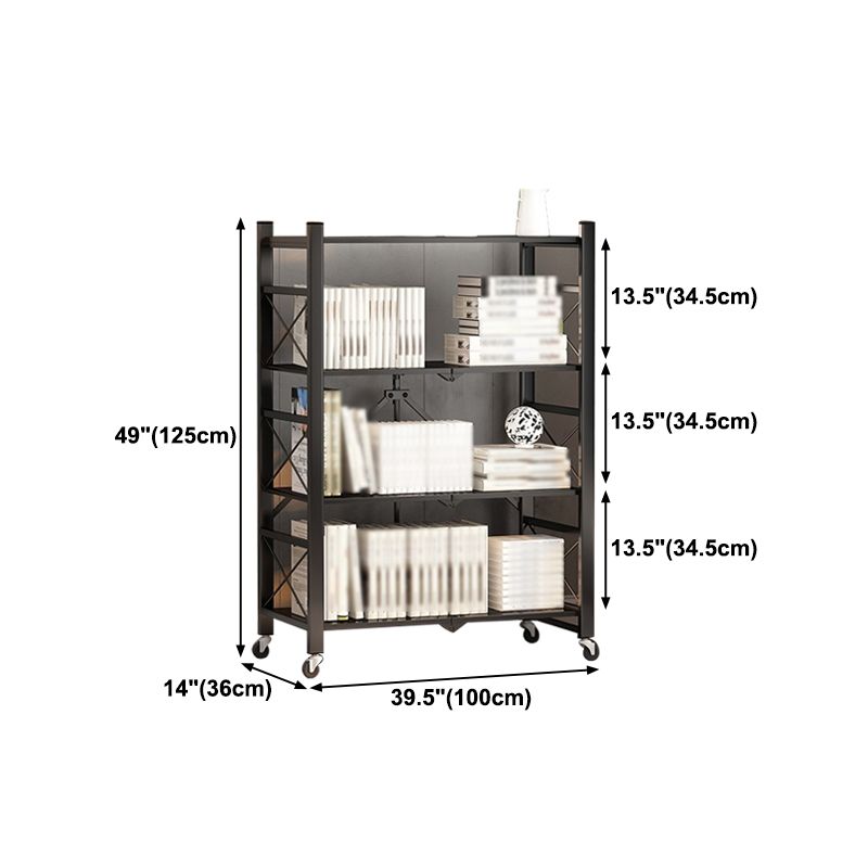 Folding Steel Industrial Etagere Bookshelf Open Bookshelf with Caster Wheels Clearhalo 'Bookcases' 'furn' 'furn_bookcases' 'Furniture' 'furniture_bookcases' 'Office Furniture' 1200x1200_be1b2253-d69c-49ec-963c-339c7d2da307