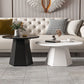 Mid-Century Iron Round Pedestal Coffee Cocktail Table Set in Black & White