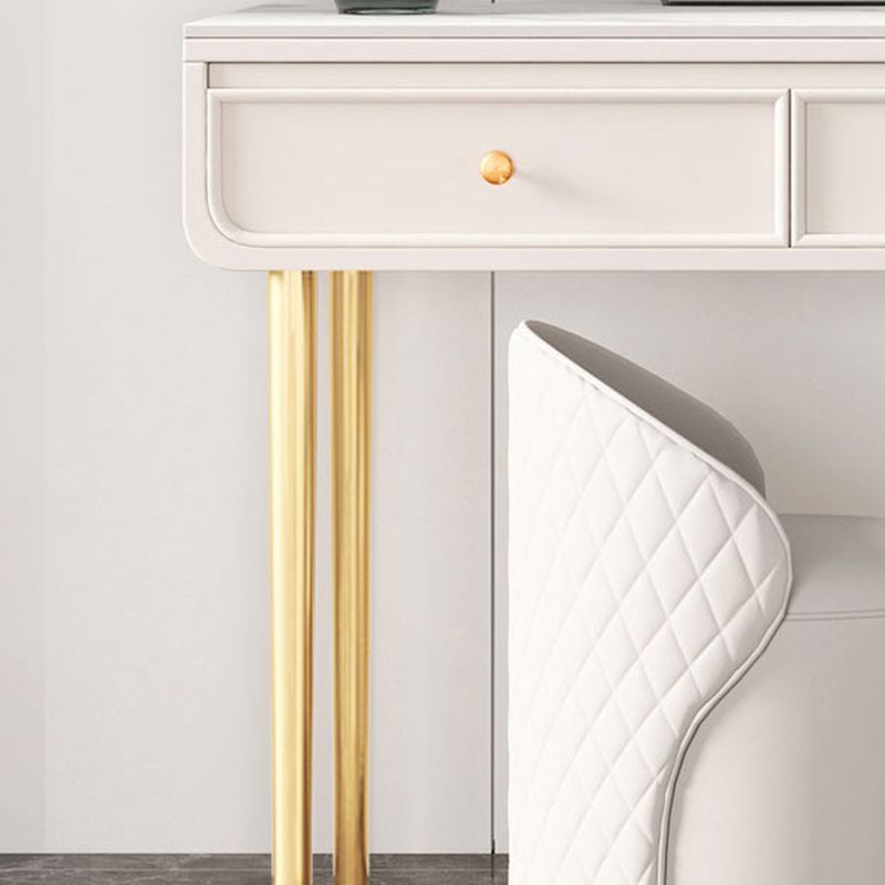 Tocador de maquillaje de dormitorio en tope de top de piedra blanca/gris