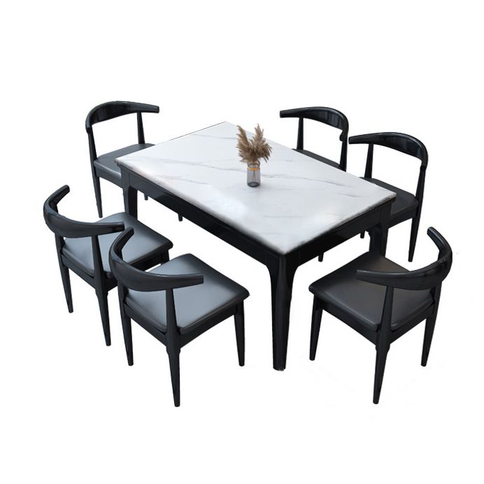 Modern Style Sintered Stone Standard Dining Set White Rectangle Dining Set for Kitchen Clearhalo 'Dining Room Sets' 'Dining Tables & Seating' 'dining_room_set' 'furn' 'furn_dining_room_set' 'Furniture' 'furniture_dining_room_set' 'Kitchen & Dining Furniture' 'kitchen&dining_furn' 'kitchen' 1200x1200_be1d996f-b947-4ec7-b6b0-9ae2d8b95ba8