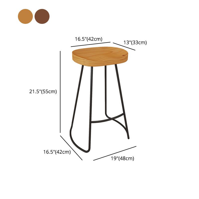 Modern Armless Counter Stool Iron Dessert Shop Bar Stool with Wooden Seat and Pedal Clearhalo 'Bar Furniture' 'Bar Stools' 'bar_stools' 'furn' 'furn_bar_stools' 'Furniture' 'furniture_bar_stools' 'Kitchen & Dining Furniture' 1200x1200_be221c69-d240-4e1f-a679-0cee14166dee