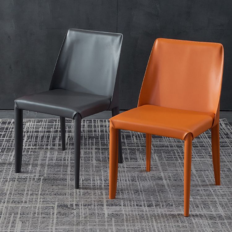 Modern Leather Dining Armless Chair Metal Dining Room Chairs for Home Use Clearhalo ' kitchen&dining_furn' 'Dining Chairs' 'Dining Tables & Seating' 'dining_chair' 'furn' 'furn_dining_chair' 'Furniture' 'furniture_dining_chair' 'Kitchen & Dining Furniture' 'kitchen' 1200x1200_be22b204-526a-4964-bc9a-cf7b8785ee58