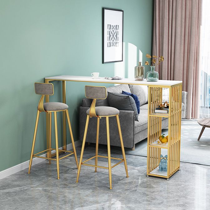 Glam Rectangle Bar Set Storage 1/2/3 Pieces Stone Counter Height Set in Gold Clearhalo 'Bar Furniture' 'furn' 'furn_home_bar_bar_sets' 'Furniture' 'Home Bars & Bar Sets' 'home_bar_bar_sets' 'Kitchen & Dining Furniture' 1200x1200_be232fb4-21ac-4f6e-8855-b767815f98cc