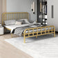 Modern Headboard Bed Rectangular Open-Frame Bed with Metal Legs