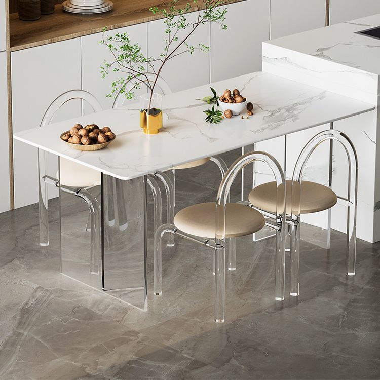 Juego de comedor moderno, mesa de comedor y sillas con marco acrílico rectangular de 1/2/5 piezas