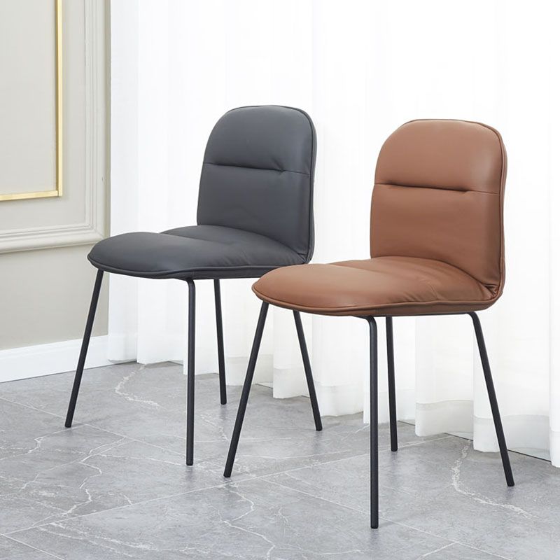 Modern PU Leather Dining Chairs Armless Metal Dining Chairs for Restaurant Use Clearhalo ' kitchen&dining_furn' 'Dining Chairs' 'Dining Tables & Seating' 'dining_chair' 'furn' 'furn_dining_chair' 'Furniture' 'furniture_dining_chair' 'Kitchen & Dining Furniture' 'kitchen' 1200x1200_be27d904-78e7-4ba6-b5bb-c47c1f281248