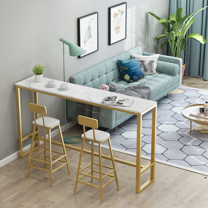 Glam Style 1/2/3 Pieces Bar Table Set Rectangle Bar Table with Metal High Stools for Home Clearhalo 'Bar Furniture' 'furn' 'furn_home_bar_bar_sets' 'Furniture' 'Home Bars & Bar Sets' 'home_bar_bar_sets' 'Kitchen & Dining Furniture' 1200x1200_be284108-cde7-492c-af60-b0dd4198eb05