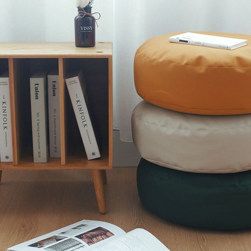 Modern Pouf Ottoman PU Leather Upholstered Solid Color Tear Resistant Round Ottoman Clearhalo 'furn' 'furn_ottomans_poufs' 'Furniture' 'Living Room Furniture' 'Ottomans & Poufs' 'ottomans_poufs' 1200x1200_be289bfa-a11a-4aeb-87f2-f90df67765a6