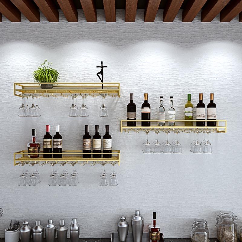 Metalen wand gemonteerd wijnfles en glazen rek modern wijnhouder rek