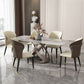 Modern Style Sintered Stone Table Dining Rectangle Table with Metal Legs for Home Use