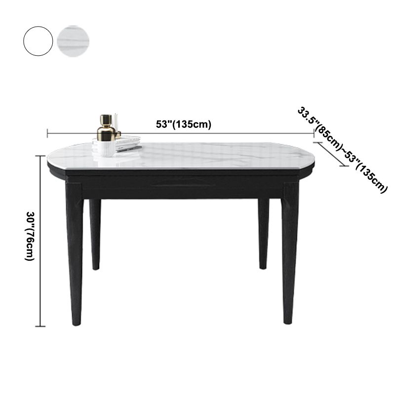 Contemporary Style 53'' Dining Table 4 Legs Dining Site Table with Drop-Leaf Clearhalo ' dining_table' 'Dining Tables & Seating' 'Dining Tables' 'furn' 'furn_dining_table' 'Furniture' 'furniture_dining_table' 'Kitchen & Dining Furniture' 'kitchen&dining_furn' 'kitchen' 'kitchen_dining_table' 1200x1200_be2bf8a0-03c9-4ad6-b93a-c90a1c3dc322