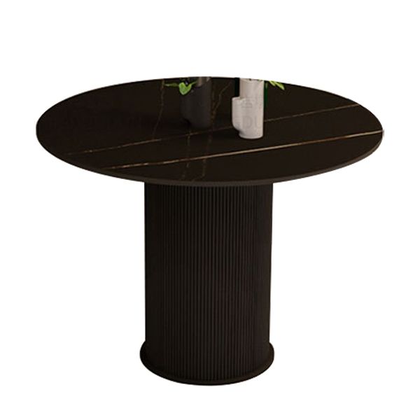 Round Dining Table Modern Black-white Furniture with Pedestal Base for Home