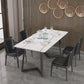 Designer 1/4/5/7 Pieces Dining Set Rectangular Double Pedestal Dinette Set with Stone Top Clearhalo 'Dining Room Sets' 'Dining Tables & Seating' 'dining_room_set' 'furn' 'furn_dining_room_set' 'Furniture' 'Kitchen & Dining Furniture' 1200x1200_be2ee5f6-cda4-43b3-b284-3e5fe84b80ec