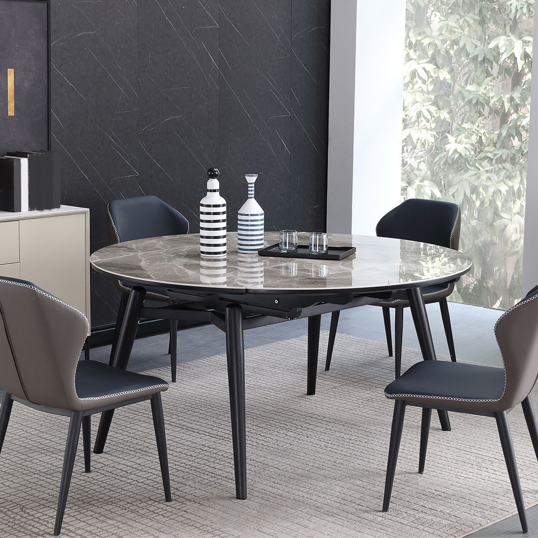 Modern Gray Sintered Stone Dining Table Set 1/4/5/7 Pieces Dining Set for Home Use Clearhalo 'Dining Room Sets' 'Dining Tables & Seating' 'dining_room_set' 'furn' 'furn_dining_room_set' 'Furniture' 'Kitchen & Dining Furniture' 1200x1200_be2f841c-fa7d-4a35-803c-d31a12c4f9bc