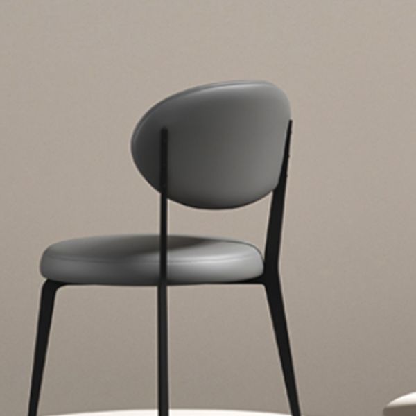 Faux de cuero y metal sillas de comedor de brazo sin brazo de color trasero