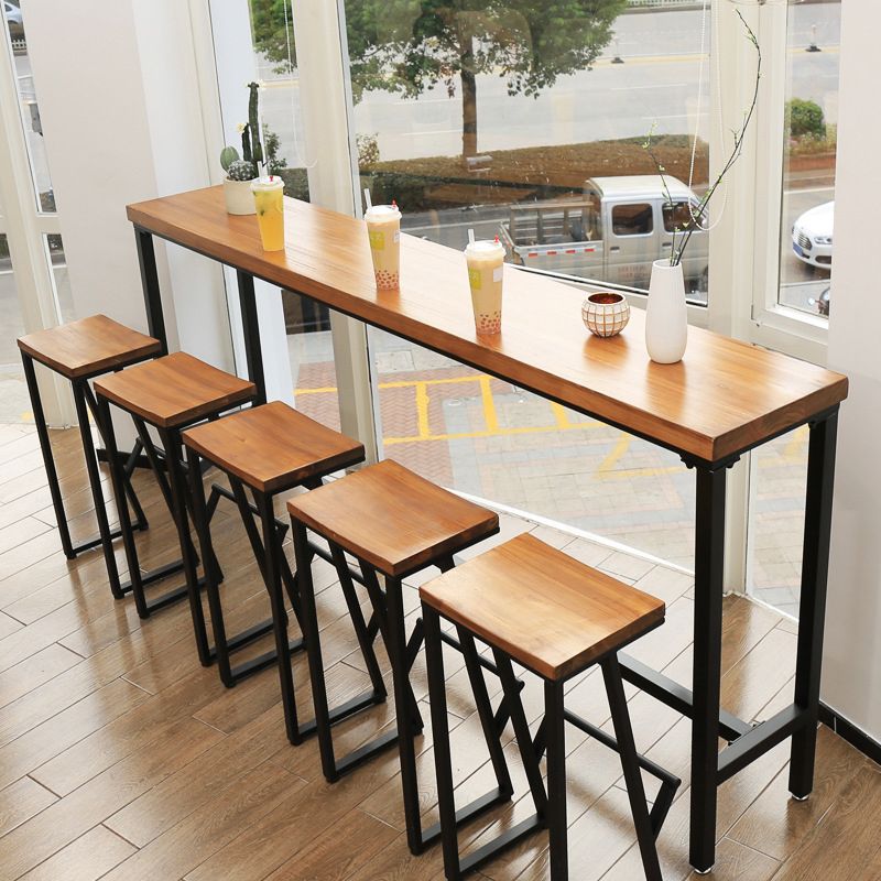 Juego de mesa de bar moderno, juego de altura de mostrador de madera maciza de 1/6 piezas para interior