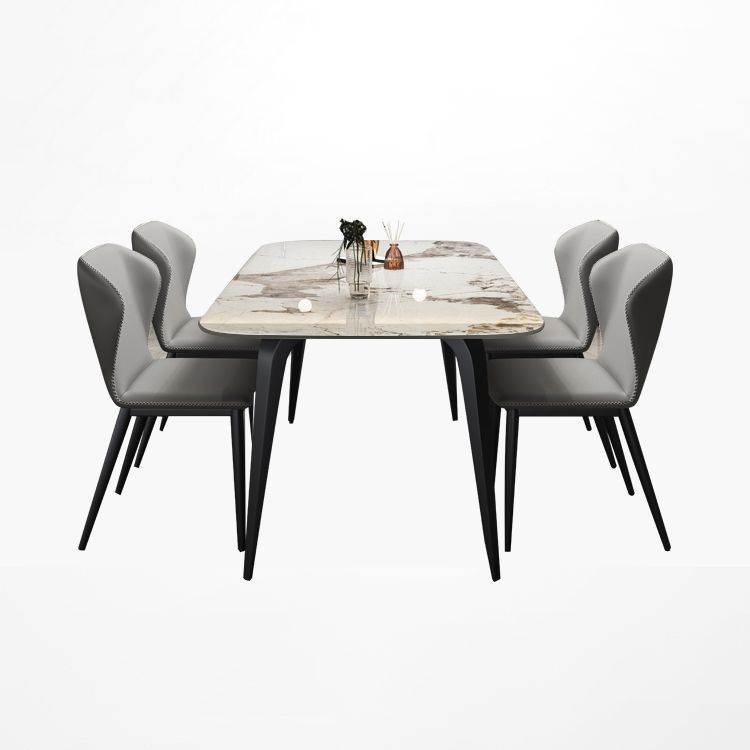 Modern Style Set 1/4/5/7 Pcs with Rectangle Dining Table and Wingback Chairs Clearhalo 'Dining Room Sets' 'Dining Tables & Seating' 'dining_room_set' 'furn' 'furn_dining_room_set' 'Furniture' 'Kitchen & Dining Furniture' 1200x1200_be326ab3-f2f1-4819-845e-dca906a36d1b