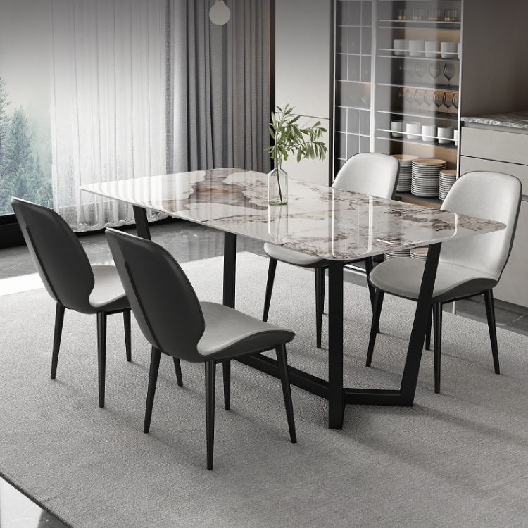 Nordic Style Parsons Dining Chairs Fabric and Faux Leather Chair