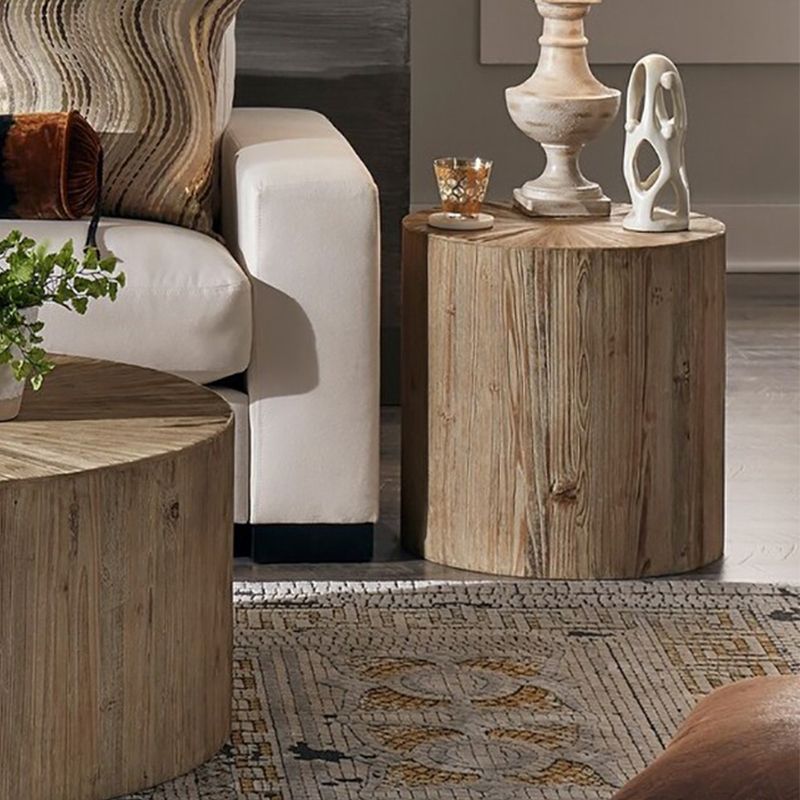 Table de coin rustique en bois massif rond