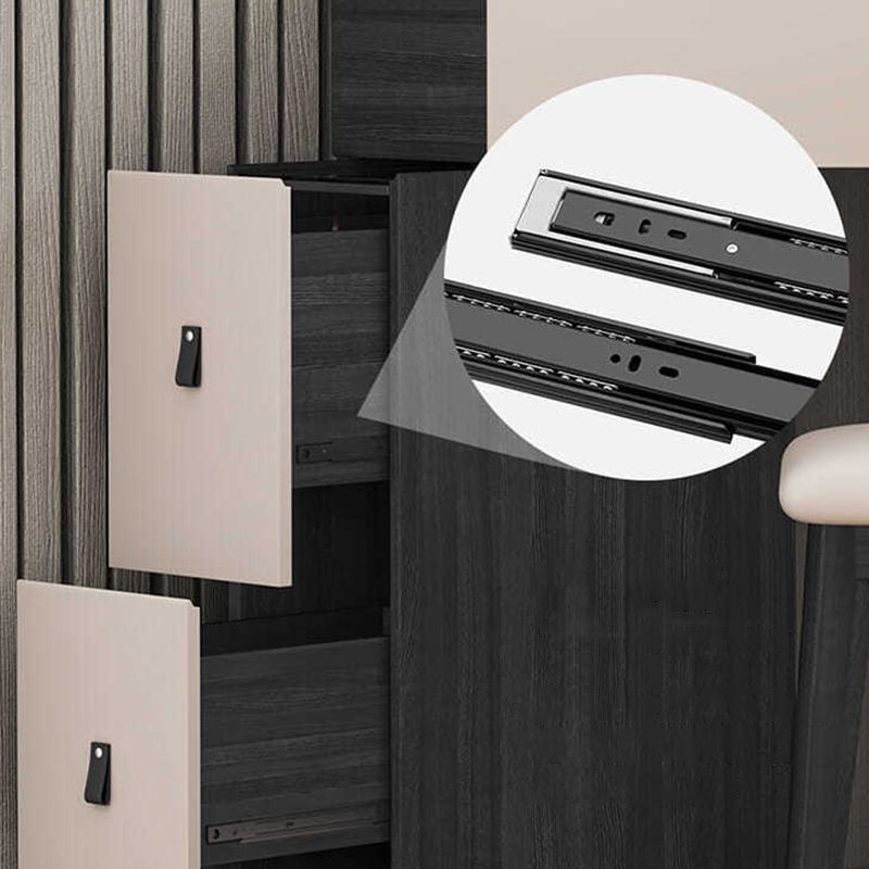 Moderne Ecke Eitelkeitstischhocker und Spiegel Set Glass Top 4-Drawer-Kommode