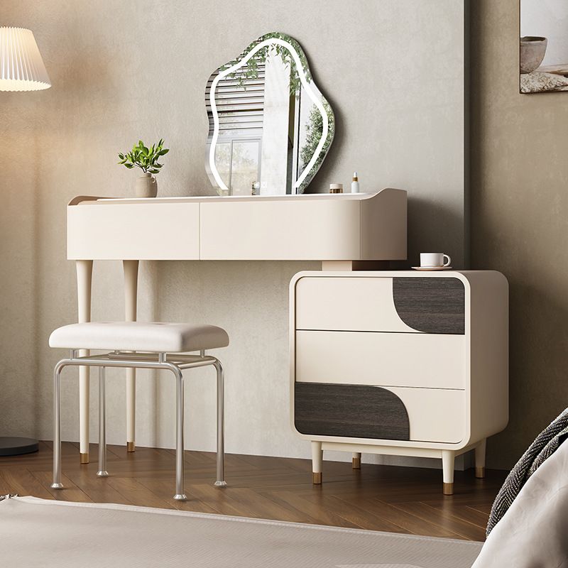 Trucco in legno bianco da 15,74 "tavolo da banco di vanità per trucco vanità largo con 2/5 cassetti