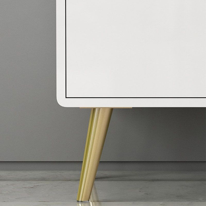 Glam witte opbergkast dressoir vaste dennen opbergkist met metalen voeten