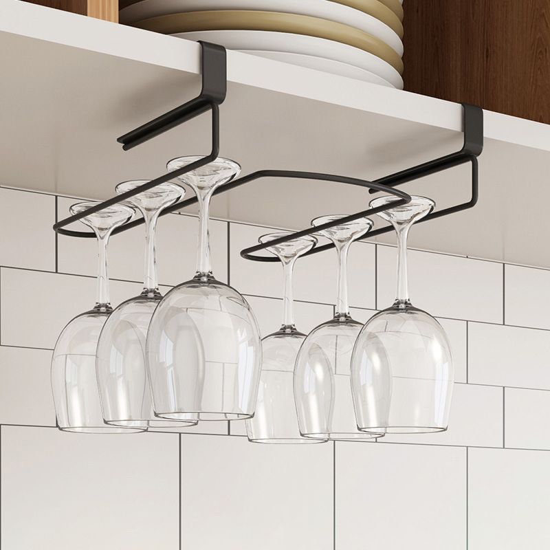 メタルハンギングモダンワインラック0.92 "Wステムウェアホルダーブラック/シルバー