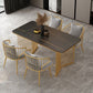 Rectangle Stone Dining table Gold Frame Traditional Luxury Double Pedestal Table Clearhalo 'Dining Tables & Seating' 'Dining Tables' 'dining_table' 'furn' 'furn_dining_table' 'Furniture' 'furniture_dining_table' 'Kitchen & Dining Furniture' 'kitchen' 'kitchen_dining_table' 1200x1200_be3ee793-1282-49c7-895d-d1e7dc0ae908