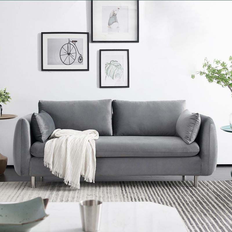 Contemporary Standard Sofa Square Arm Settee Couch with 2 Pillows Clearhalo 'furn' 'furn_sofas' 'Furniture' 'furniture_sofas' 'kitchen' 'kitchen_sofas' 'Living Room Furniture' 'Sofa' 'sofas' 1200x1200_be401142-a363-4d99-8549-ccd9914fde13