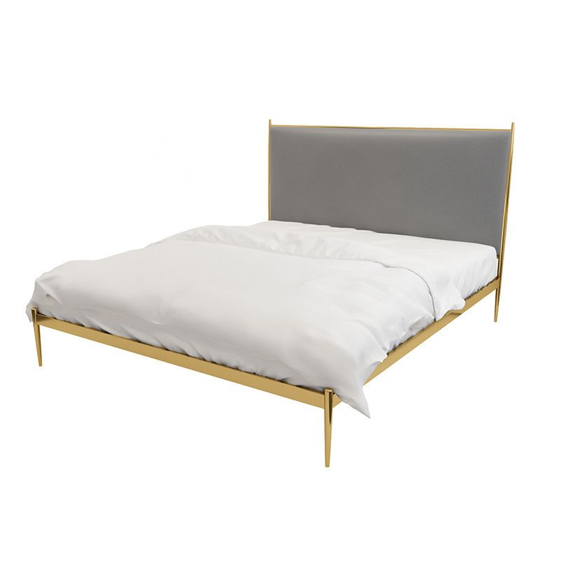 Polsterer Bettenrahmen luxuriöses Metallstandardbett im goldenen Finish