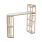 Modern Gold Iron Bar Dining Table Faux Marble Top Indoor Bistro Table with Wine Rack Clearhalo 'Bar Furniture' 'Bar Tables' 'bar_tables' 'furn' 'furn_bar_tables' 'Furniture' 'furniture_bar_tables' 'Kitchen & Dining Furniture' 1200x1200_be40f113-7c37-4033-a147-5e0016cd3f03