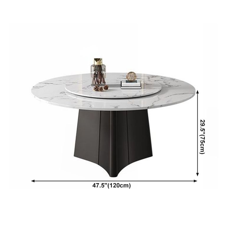 Round Pedestal Home Furniture Simple Style Marble Dining Room Collection with Turntable Clearhalo ' dining_table' 'Dining Tables & Seating' 'Dining Tables' 'furn' 'furn_dining_table' 'Furniture' 'furniture_dining_table' 'Kitchen & Dining Furniture' 'kitchen&dining_furn' 'kitchen' 'kitchen_dining_table' 1200x1200_be41fd86-4d93-4768-a20f-9bf74f99c561