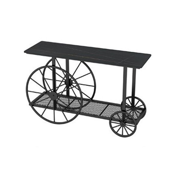 Glam Rectangle Accent Table Stone Sofa Console Table with Shelf for Hall Clearhalo 'Console Tables' 'console_tables' 'Entry & Mudroom Furniture' 'furn' 'furn_console_tables' 'Furniture' 1200x1200_be4283a3-72ad-4da2-b3c9-f35cf5cce7ff